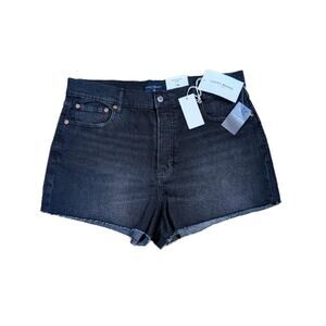 Black Denim High Rise Mom Short
